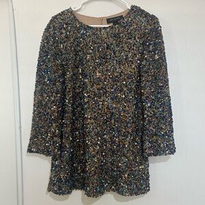St. John Sequin Shimmer Multi-Color Beaded Silk Top Women’s 6